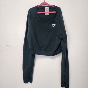 Gymshark Crop Top Seamless Size XL Green Womens Long Sleeve Thumb